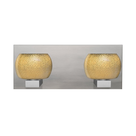 Besa Lighting Keno Vanity, Gold Sand, Satin Nickel Finish, 2x3W LED 2WF-KENOGD-LED-SN